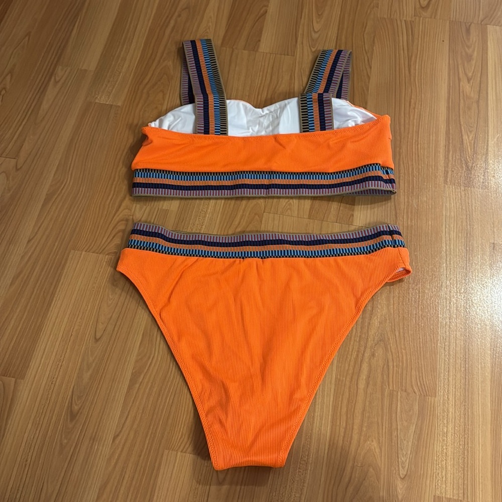 Brand New Popvil Vibrant Orange Bikini Set. Size large. High waisted. - Picture 3 of 11
